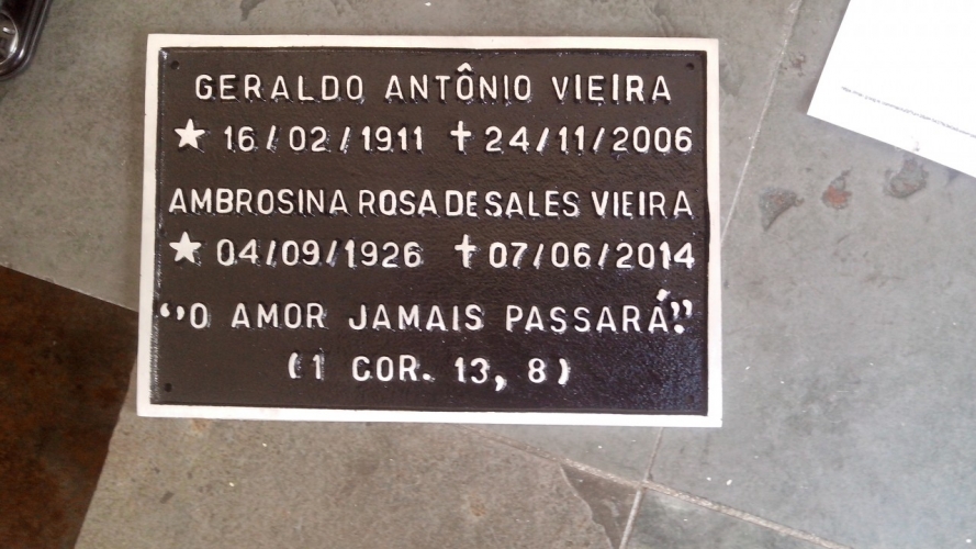 Placa de homenagem póstuma aluminio fundido